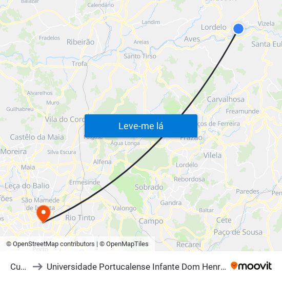 Cuca to Universidade Portucalense Infante Dom Henrique map