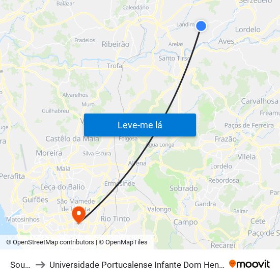 Souto to Universidade Portucalense Infante Dom Henrique map