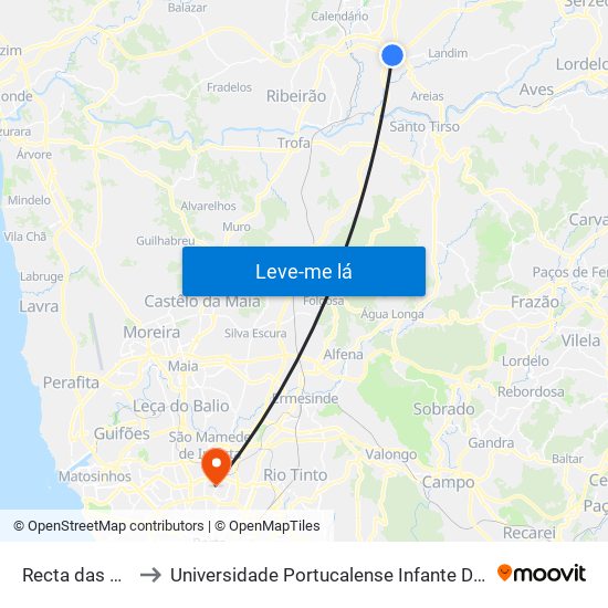 Reta das Águas to Universidade Portucalense Infante Dom Henrique map