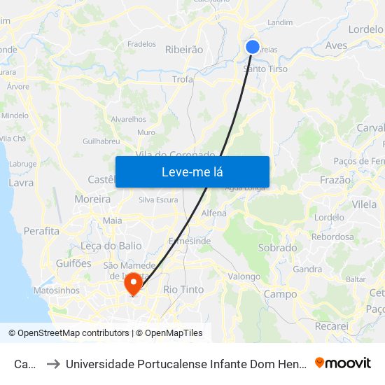 Casal to Universidade Portucalense Infante Dom Henrique map