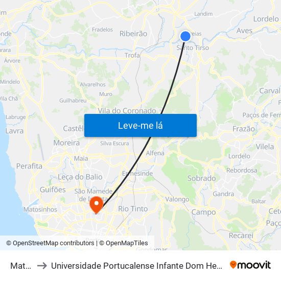 Matos to Universidade Portucalense Infante Dom Henrique map