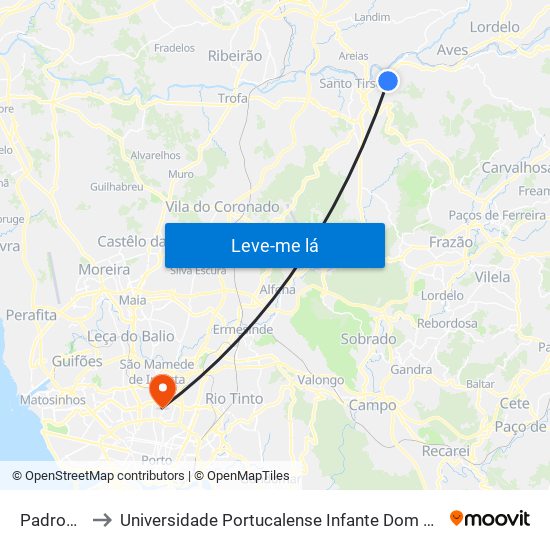 Padroeiro to Universidade Portucalense Infante Dom Henrique map