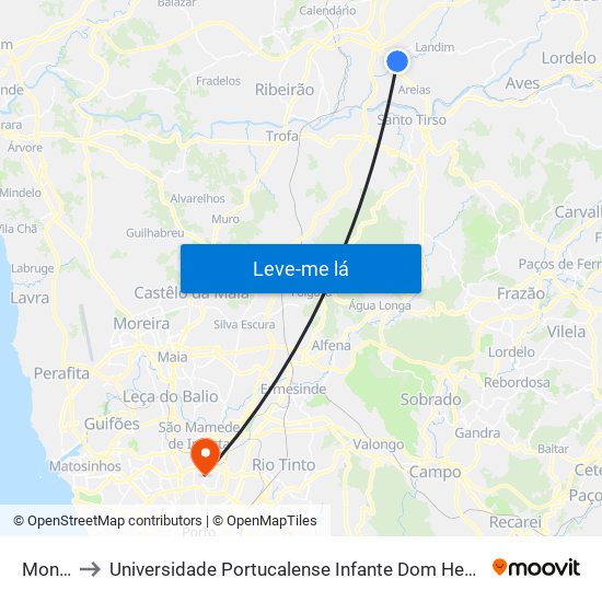Monte to Universidade Portucalense Infante Dom Henrique map