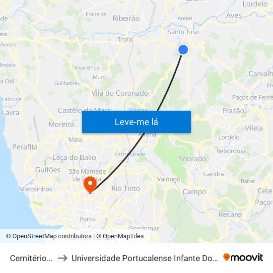 Cemitério SCC to Universidade Portucalense Infante Dom Henrique map