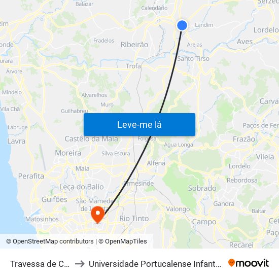 Travessa de Cambães to Universidade Portucalense Infante Dom Henrique map