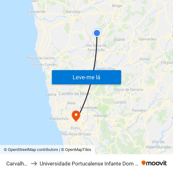 Carvalheira to Universidade Portucalense Infante Dom Henrique map