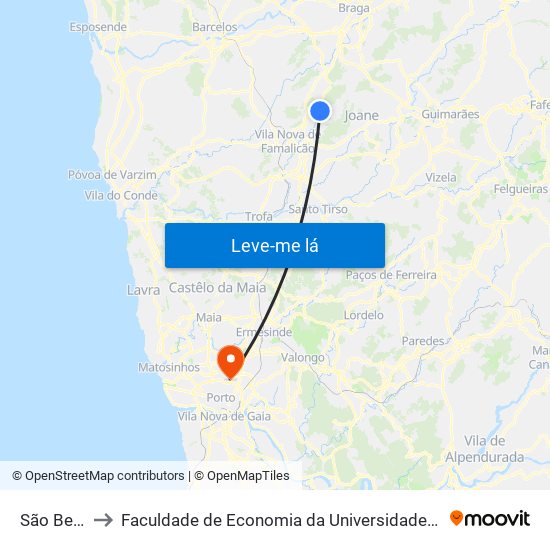 São Bento to Faculdade de Economia da Universidade do Porto map