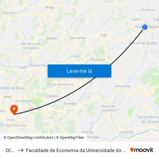 Olela to Faculdade de Economia da Universidade do Porto map