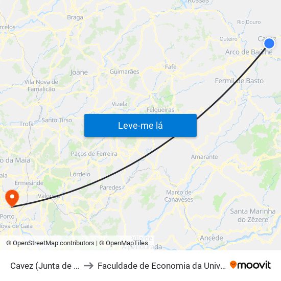 Cavez (Junta de Freguesia) to Faculdade de Economia da Universidade do Porto map