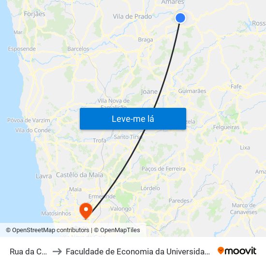 Rua da Costa to Faculdade de Economia da Universidade do Porto map