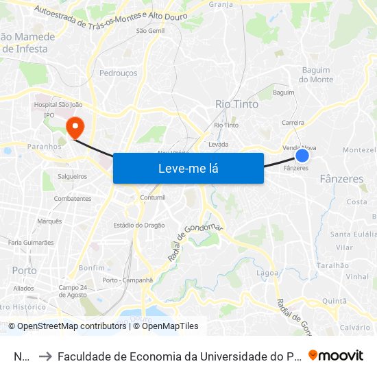 Noé to Faculdade de Economia da Universidade do Porto map