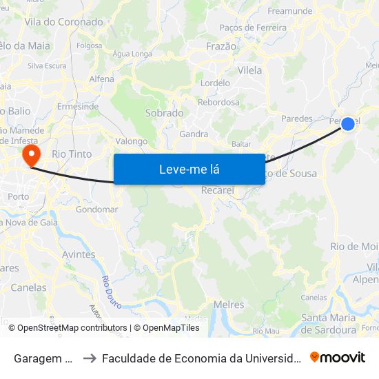 Penafiel | Garagem Valpi to Faculdade de Economia da Universidade do Porto map