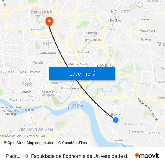 Padrão to Faculdade de Economia da Universidade do Porto map