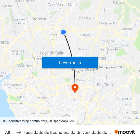 Altos to Faculdade de Economia da Universidade do Porto map