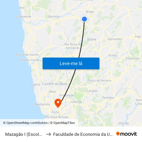 Mazagão I (Escola Profissional) to Faculdade de Economia da Universidade do Porto map