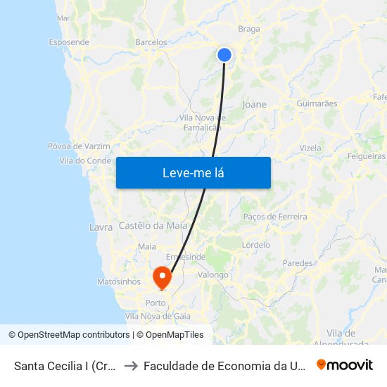 Santa Cecília I (Cruzeiro Vilaça) to Faculdade de Economia da Universidade do Porto map