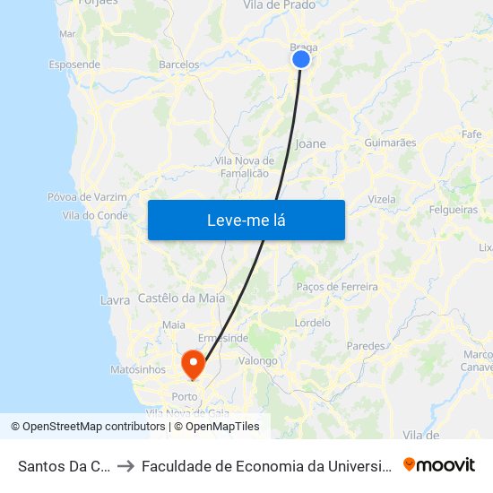 Santos Da Cunha I to Faculdade de Economia da Universidade do Porto map