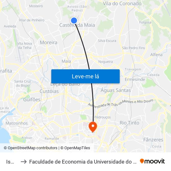 Ismai to Faculdade de Economia da Universidade do Porto map