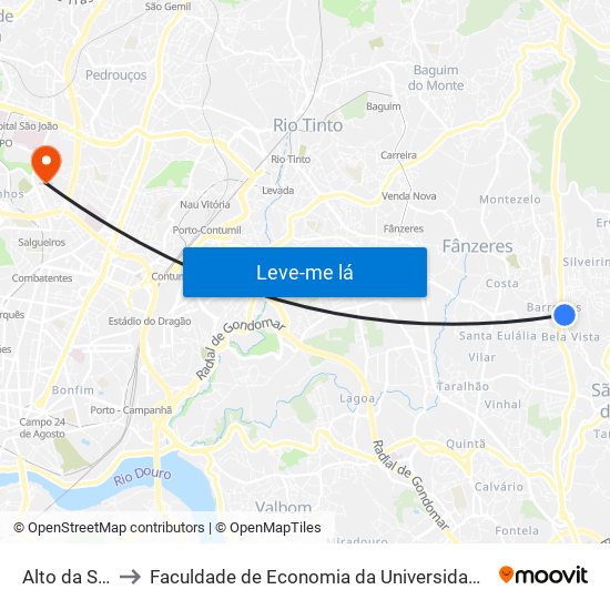 Alto da Serra to Faculdade de Economia da Universidade do Porto map
