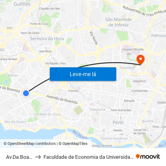 Av.Da Boavista to Faculdade de Economia da Universidade do Porto map