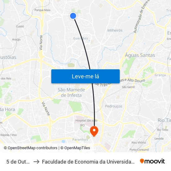 5 de Outubro to Faculdade de Economia da Universidade do Porto map