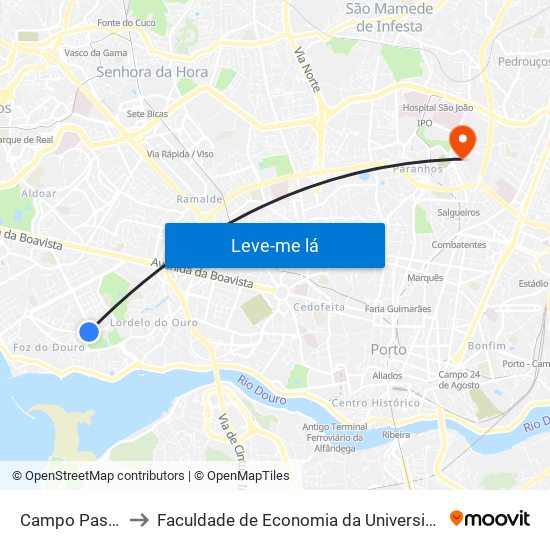 Campo Pasteleira to Faculdade de Economia da Universidade do Porto map