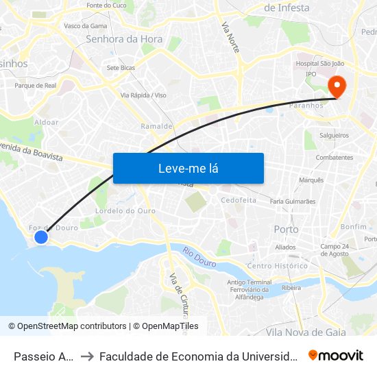 Passeio Alegre to Faculdade de Economia da Universidade do Porto map