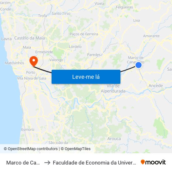 Marco de Canavases to Faculdade de Economia da Universidade do Porto map