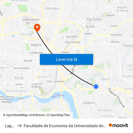 Lagoa to Faculdade de Economia da Universidade do Porto map