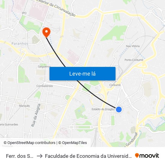 Ferr. dos Santos to Faculdade de Economia da Universidade do Porto map