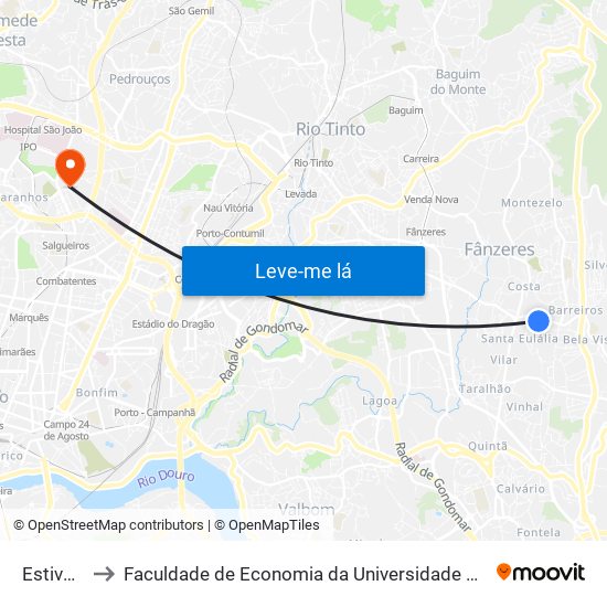 Estivada to Faculdade de Economia da Universidade do Porto map
