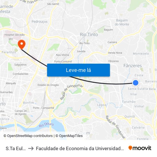 S.Ta Eulália to Faculdade de Economia da Universidade do Porto map