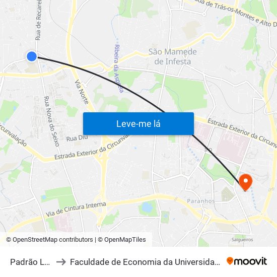 Padrão Légua to Faculdade de Economia da Universidade do Porto map