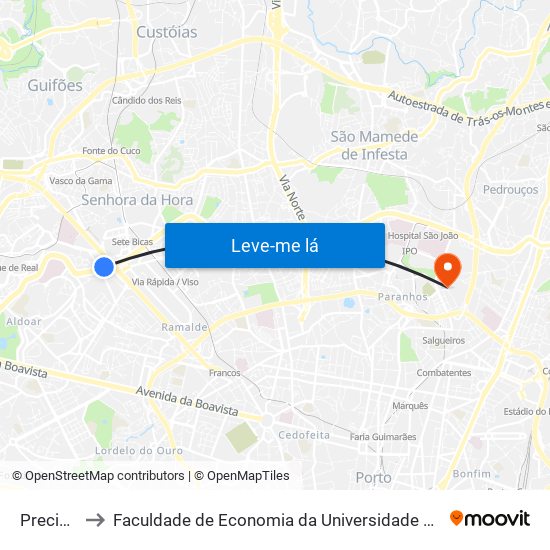 Preciosa to Faculdade de Economia da Universidade do Porto map