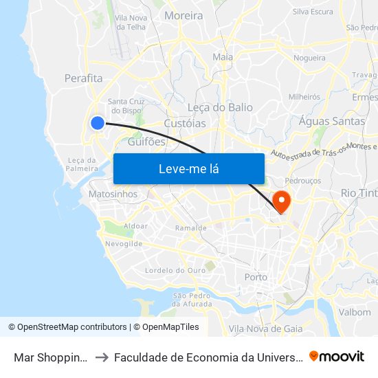 Mar Shopping - Ikea to Faculdade de Economia da Universidade do Porto map