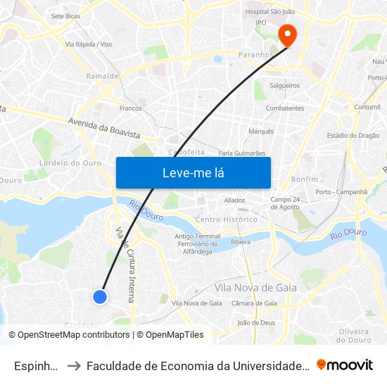 Espinheiro to Faculdade de Economia da Universidade do Porto map
