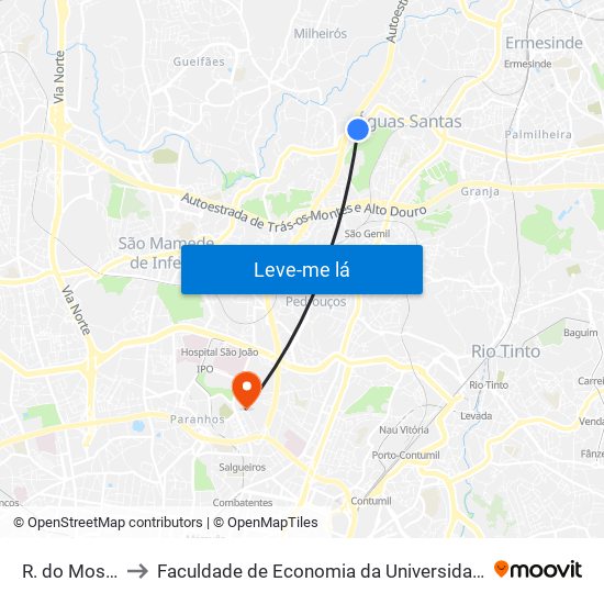 R. do Mosteiro to Faculdade de Economia da Universidade do Porto map