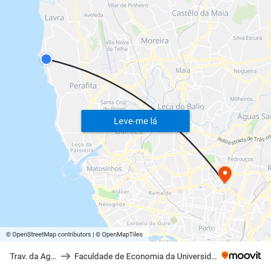 Trav. da Agudela to Faculdade de Economia da Universidade do Porto map