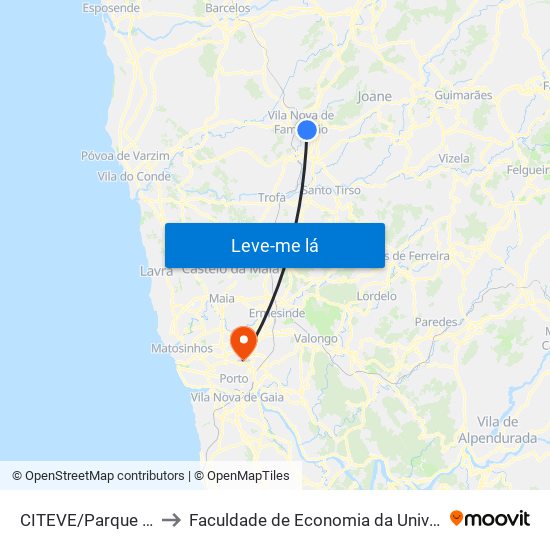 CITEVE/Parque da Devesa to Faculdade de Economia da Universidade do Porto map