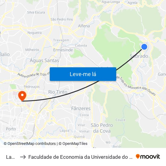 Lama to Faculdade de Economia da Universidade do Porto map