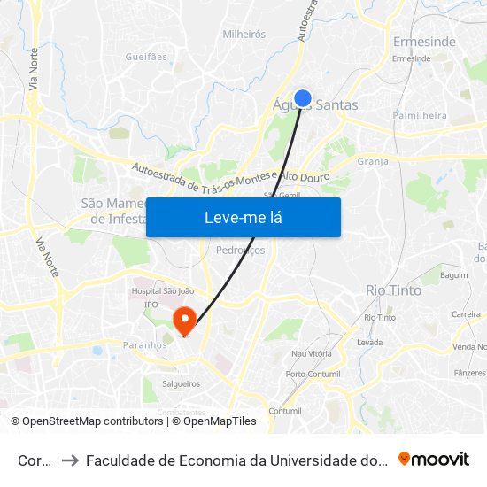 Corga to Faculdade de Economia da Universidade do Porto map