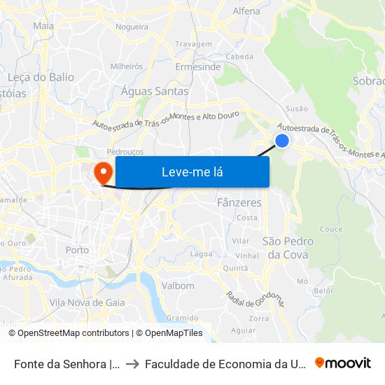 Fonte da Senhora | Outeiro Linho to Faculdade de Economia da Universidade do Porto map