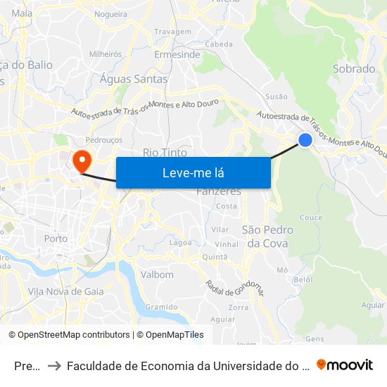 Presa to Faculdade de Economia da Universidade do Porto map