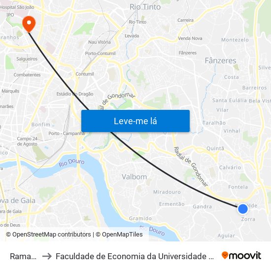 Ramalde to Faculdade de Economia da Universidade do Porto map
