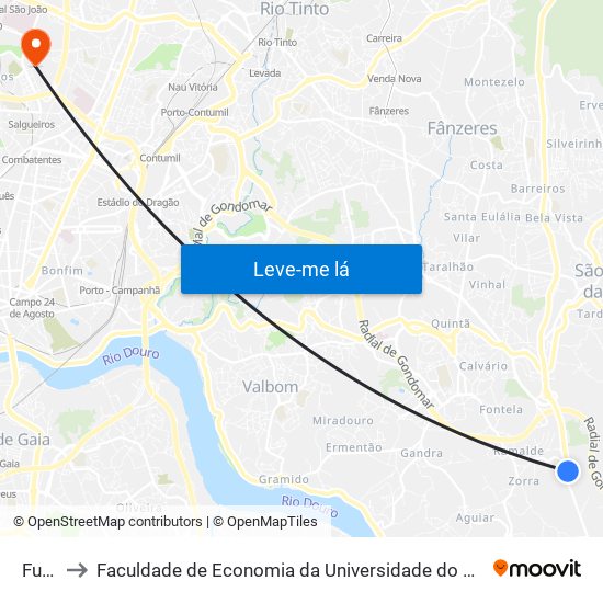 Funil to Faculdade de Economia da Universidade do Porto map