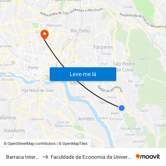 Barraca Intermarché to Faculdade de Economia da Universidade do Porto map