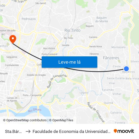 Sta.Bárbara to Faculdade de Economia da Universidade do Porto map