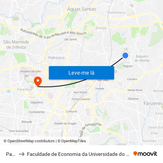 Paço to Faculdade de Economia da Universidade do Porto map