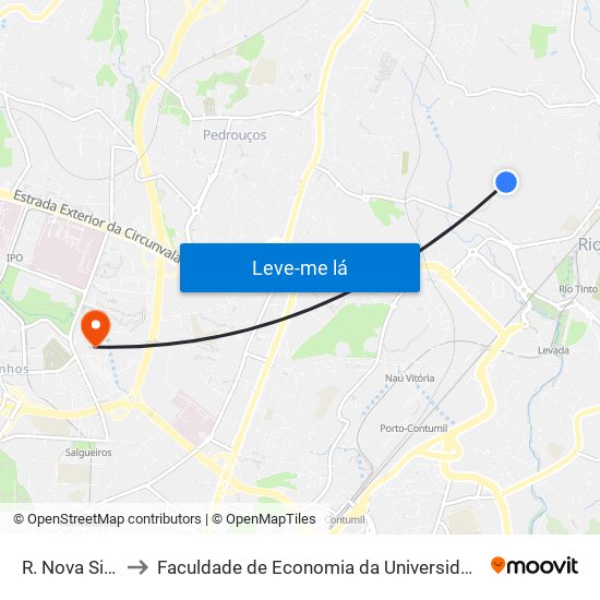 R. Nova Sistelo to Faculdade de Economia da Universidade do Porto map