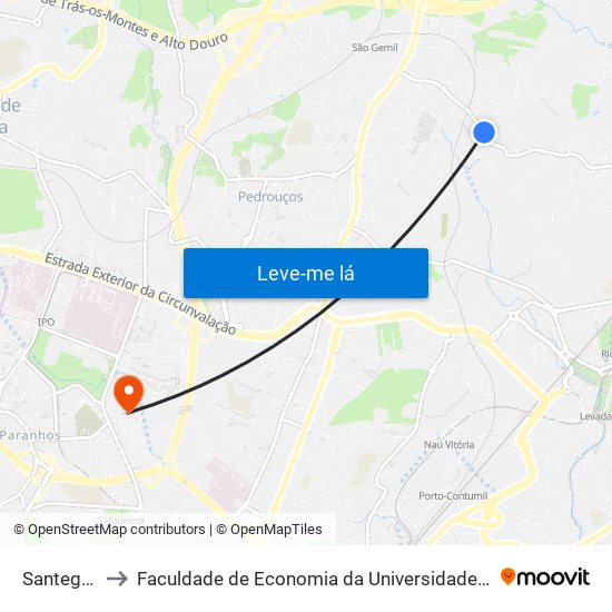 Santegãos to Faculdade de Economia da Universidade do Porto map